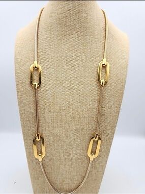 Givenchy Vintage Polished Gold Link Long Necklace